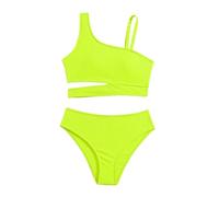 Generisch Bikinis FüR Teenager,MäDchen Zweiteiliger Badeanzug Einfarbiger Tankini-Bikini Sommerbademode FüR Strand Und Freizeit