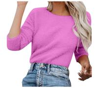 Generisch Black Friday Angebote 2024 Black Friday Pullover Damen Winter Fleece Flauschig Pulli Fleecepullover Lang Weich Langarmshirt Warm Sweatshirt Fleecepulli Plüsch Tops Oberteile