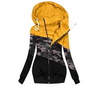 Generisch Black Week Angebote Wintermantel Damen Warm Jacke Lässige Sweatshirts Druckt Reißverschluss Mäntel Tarnung Frauen Mantel Softshelljacke Damen Wasserdicht Atmungsaktiv Skijacke Damen Sale