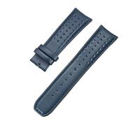 Generisch Blaues Lederarmband, kompatibel mit Citizen Blue Angels Series Arc Curved 22 mm 23, Rindslederarmband, Blancpain Fifty Fathoms(Blue line no clasp,23mm)