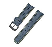 Generisch Blaues Lederarmband, kompatibel mit Citizen Blue Angels Series Arc Curved 22 mm 23, Rindslederarmband, Blancpain Fifty Fathoms(Royal blue yellow02,23mm)