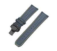 Generisch Blaues Lederarmband, kompatibel mit Citizen Blue Angels Series Arc Curved 22 mm 23, Rindslederarmband, Blancpain Fifty Fathoms(Royal blue yellow04,22mm)