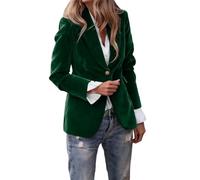 Generisch Blazer Damen Elegant Langarm, Sakko Damen Grün, | Samt Longblazer Tailliert Blazerjacke Mit Knöpfen Anzugjacke Business jacket Vintage Anzüge Revers Übergangsjacke