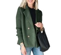 Generisch Blazer Damen Tweed Wollblazer Elegant Wolljacke Mit Knöpfen Wollmantel Einfarbig Damen-Blazer Patchwork Winterjacke Warm Übergangsjacke Winter Damenjacken Langarm Jacken Winddicht Casual