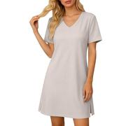 Generisch Bodycon Kleid Damen V Ausschnitt Kurzarm Seitlicher Schlitz Enge Passform für Sommer Freizeit Figurbetontes Puristisches Bodycon Kleid
