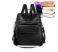 Generisch Bolso para Mujer - Mochila de Gran Capacidad en Cuero PU, Bolso de Hombro con Cierre y Colgante de | Elegante para Trabajo, Escuela, Universidad, Viaje, Oficina, Compras, Diario