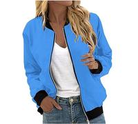 Generisch Bomberjacke Damen Übergangsjacke Kurze Blouson Jacke Casual Frühlingsjacke Pilotenjacke Leichte Coat Sweatjacke College Jacke