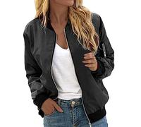 Generisch Bomberjacke Damen Übergangsjacke Kurze Blouson Jacke Casual Frühlingsjacke Pilotenjacke Leichte Coat Sweatjacke College Jacke