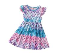 Generisch Brautkleid Prinzessin Glitzer Mädchen Kleid Kind Floral Rüschen Ärmel Mrmaid Sunress Sommer Kleinkind Mädchen Kleider Größe 1 6 Jahre(Lila,2-3 Jahre)