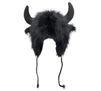 Generisch Buffalo Hat With Horns - Plush Winter Earmuffs | Warm Furry Animal Hat For Men And Women, Soft Velvet Bison Cosplay Headdress For Festivals Theme Parties Outdoor Adventures And Winter