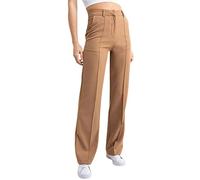 Generisch Business Hose Damen High Waist Anzughose Straight Leg Lange Hose Einfarbig Stretch Stoffhose Casual Gerade Geschnitten Freizeithose mit Taschen und Knöpfen Elegant Arbeits Büro Hosen