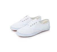 generisch Canvas Schuhe Damen Weiß - Damen Flache Freizeitschuhe Slip-On Sneaker Ballerinas Low Top SchnüRschuhe Leicht Atmungsaktive Stoffschuhe Einfarbig Mode Segeltuchschuhe Alltag Walkingschuhe