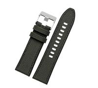 Generisch Canvas-Silikon-Uhrenarmband, kompatibel mit Diesel Dz4500 Dz4506 DZ7420 Herren-Offizierserie 24 26 mm 28 Zubehör Nylon-Uhrenarmband(Army Green-Silvery,26mm)