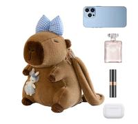 Generisch Capybara Rucksack, weicher Plüsch-Rucksack mit großem Fassungsvermögen, Kuscheltier-Design für Kinder, Mädchen, ideal für Schule, Reisen, Geburtstage, Camping und Picknick