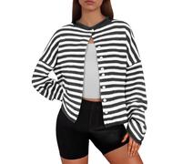 Generisch Cardigan Damen Leichter Strickcardigan LangäRmlig Offener Pullover Weich Bequem Lockere Passform LäSsige Oberbekleidung
