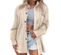 Generisch Cardigan Damen Strickjacke Mit Reversknopf Vorne Einfarbig Gemusterter Pullovermantel FüR Winter
