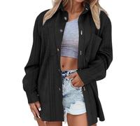 Generisch Cardigan Damen Strickjacke Mit Reversknopf Vorne Einfarbig Gemusterter Pullovermantel FüR Winter