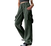 Generisch Cargohose Damen Baggy Y2K High Waist Jogginghose Multi Taschen Arbeitshose Trainingshose Leichter Trekkinghose Wanderhose Schnelltrocken Wasserdicht Outdoorhose Sportlich Freizeit Reise