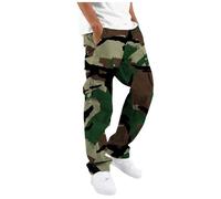 Generisch Cargohose Herren Camouflage Freizeithose mit Multi Taschen Elastische Taille Arbeitshose Lange Baumwolle Jogginghose Regular Fit Rangerhose Dschungelcamp Kostüm