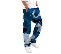 Generisch Cargohose Herren Camouflage Freizeithose mit Multi Taschen Elastische Taille Arbeitshose Lange Baumwolle Jogginghose Regular Fit Rangerhose Dschungelcamp Kostüm