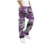 Generisch Cargohose Herren Camouflage Freizeithose mit Multi Taschen Elastische Taille Arbeitshose Lange Baumwolle Jogginghose Regular Fit Rangerhose Dschungelcamp Kostüm