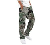 Generisch Cargohose Herren Camouflage Freizeithose mit Multi Taschen Elastische Taille Arbeitshose Lange Baumwolle Jogginghose Regular Fit Rangerhose Dschungelcamp Kostüm
