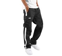 generisch Cargohose Herren Hose Sommer Baumwolle Cargo Hosen Baggy Arbeitshosen Männer Leichte Sommerhose Bequeme Freizeithose mit Gummizug Freizeit Einfarbig Pants Locker Jogginghose L