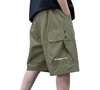Generisch Cargohose Jungen Kurz Sommer Cargo Shorts Baggy Elastische Taille Freizeithose Wanderhose Mode Outdoor Sport Kurze Hose übergroß Leichte Sommerhose Teenager Kinder 5-15 Jahre
