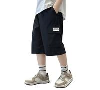 Generisch Cargohose Jungen Kurz Sommer Cargo Shorts Baggy Elastische Taille Freizeithose Wanderhose Mode Outdoor Sport Kurze Hose übergroß Leichte Sommerhose Teenager Kinder 5-15 Jahre