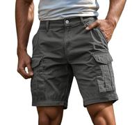 Generisch Cargoshorts Herren Kurze Hosen mit Reißverschluss und Knopf Mehrere Taschen Männer Einfarbig Sommer Shorts Klassische geschnittene Sportshorts Outdoorhose, S-4XL