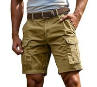 Generisch Cargoshorts Herren Kurze Hosen mit Reißverschluss und Knopf Mehrere Taschen Männer Einfarbig Sommer Shorts Klassische geschnittene Sportshorts Outdoorhose, S-4XL