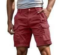 Generisch Cargoshorts Herren Kurze Hosen mit Reißverschluss und Knopf Mehrere Taschen Männer Einfarbig Sommer Shorts Klassische geschnittene Sportshorts Outdoorhose, S-4XL