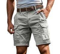 Generisch Cargoshorts Herren Kurze Hosen mit Reißverschluss und Knopf Mehrere Taschen Männer Einfarbig Sommer Shorts Klassische geschnittene Sportshorts Outdoorhose, S-4XL