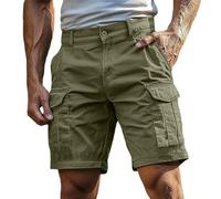 Generisch Cargoshorts Herren Kurze Hosen mit Reißverschluss und Knopf Mehrere Taschen Männer Einfarbig Sommer Shorts Klassische geschnittene Sportshorts Outdoorhose, S-4XL
