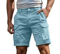 Generisch Cargoshorts Herren Kurze Hosen mit Reißverschluss und Knopf Mehrere Taschen Männer Einfarbig Sommer Shorts Klassische geschnittene Sportshorts Outdoorhose, S-4XL