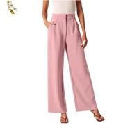 Generisch Casual Business High Waist Suit Pants,Women's Straight Dress Trousers with Pockets,Long Loose Wide Leg Work Pants