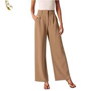 Generisch Casual Business High Waist Suit Pants,Women's Straight Dress Trousers with Pockets,Long Loose Wide Leg Work Pants