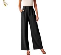 Generisch Casual Business High Waist Suit Pants,Women's Straight Dress Trousers with Pockets,Long Loose Wide Leg Work Pants