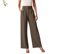 Generisch Casual Business High Waist Suit Pants,Women's Straight Dress Trousers with Pockets,Long Loose Wide Leg Work Pants