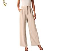 Generisch Casual Business High Waist Suit Pants,Women's Straight Dress Trousers with Pockets,Long Loose Wide Leg Work Pants