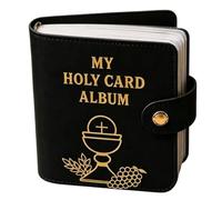 Generisch Catholic Prayer Cards Holder with 20 Sleeves, PU Snap-Closure Holy Card Holder, Portable Pocket Prayer Card Album Organizer for Men Women