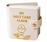 Generisch Catholic Prayer Cards Holder with 20 Sleeves, PU Snap-Closure Holy Card Holder, Portable Pocket Prayer Card Album Organizer for Men Women