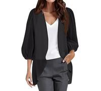 Generisch Chiffon Cardigan Damen 3/4 Arm Sommerjacke Open Front Chiffonjacken Sommer Dünner Strickjacke Leicht und Luftig Sommercardigen Strand Cover up Einfarbig Elegant Kimono mit Laterne Ärmel