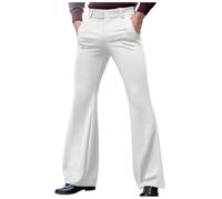 Generisch Christmas Weihnachten Basic Jogger Herren Anzughose Hose Schlaghose Freizeithose Tasche Einfarbig Komfortabel Business Alltag Urlaub Mode Moderne Hose (White, M)