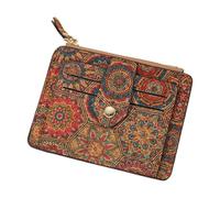 Generisch Classic Straw Wallet - Womens Credit Card Holder for Daily Carry | 36g Lightweight with 12x9.7x1cm Size, Vintage Floral Design, Brown Small Wallet, Cash Cards License Storage