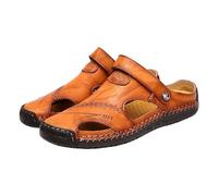 Generisch Clogs Herren Leder Geschlossen Pantoletten 2025 Sommer Hausschuhe Strand Sandalen Gartenschuhe mit Fußbett aus Weichem Bequeme Atmungsaktiv Gartenclogs Herrenhausschuhe Outdoorschuhe