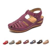 Generisch Closed Toe Sandals for Women 2026 Comfortable Dressy Summer Platform Wedges Ankle Strap Orthopedic Wide Width Breathable Casual Walking Shoes (Burgundy,38)