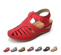 Generisch Closed Toe Sandals for Women 2026 Comfortable Dressy Summer Platform Wedges Ankle Strap Orthopedic Wide Width Breathable Casual Walking Shoes (red,43)
