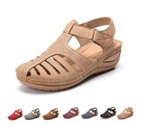Generisch Closed Toe Sandals for Women 2026 Comfortable Dressy Summer Platform Wedges Ankle Strap Orthopedic Wide Width Breathable Casual Walking Shoes (khaki,41)