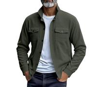 Generisch Cordhemd Herren Langarm Button Down Freizeithemd Regular Fit Hemdjacke Herbst Winter Mantel Mit Klappentaschen Oversized Overshirt Modische Baggy Lamgarmshirt